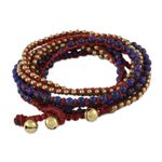 Lapis lazuli beaded wrap bracelet, 'Boho Dream' - Lapis Lazuli and Brass Beaded Wrap Bracelet