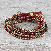 Pulsera cruzada con cuentas de ágata - Pulsera cruzada con cuentas de ágata