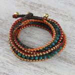 Serpentine beaded wrap bracelet, 'Boho Holiday' - Boho Serpentine Beaded Wrap Bracelet from Thailand