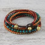 Serpentine beaded wrap bracelet, 'Boho Holiday' - Boho Serpentine Beaded Wrap Bracelet from Thailand