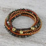 Agate beaded wrap bracelet, 'Boho Holiday' - Boho Agate Beaded Wrap Bracelet from Thailand