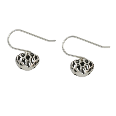 Sterling silver dangle earrings, 'Just Love' - Openwork Sterling Silver Heart Earrings from Thailand