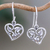 Sterling silver dangle earrings, 'Natural Lover' - Leaf Motif Sterling Silver Heart Earrings from Thailand thumbail