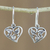 Sterling silver dangle earrings, 'Natural Lover' - Leaf Motif Sterling Silver Heart Earrings from Thailand
