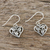 Sterling silver dangle earrings, 'Natural Lover' - Leaf Motif Sterling Silver Heart Earrings from Thailand (image 2c) thumbail