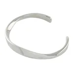 Sterling silver cuff bracelet, 'Space Wave' - Wavy Sterling Silver Cuff Bracelet from Thailand