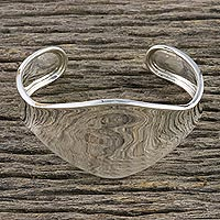 Shining Sterling Silver Cuff Bracelet from Thailand,'Shining Dimension'