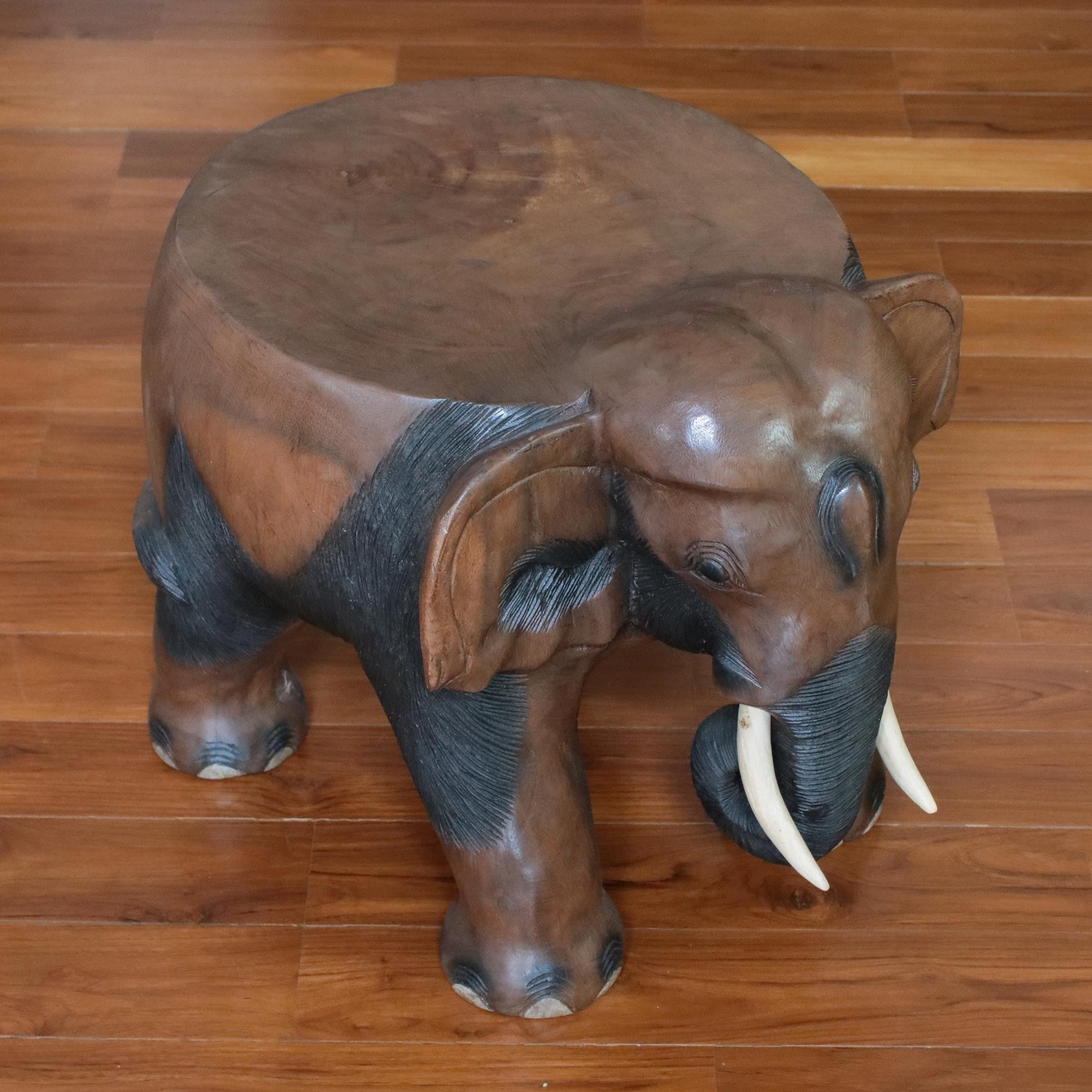 Childrens/Childs/Kids Wooden Stool Brown Elephant 