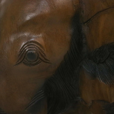 Holzhocker, (15 Zoll) - Elefantenhocker aus Holz in Braun aus Thailand (15 Zoll)