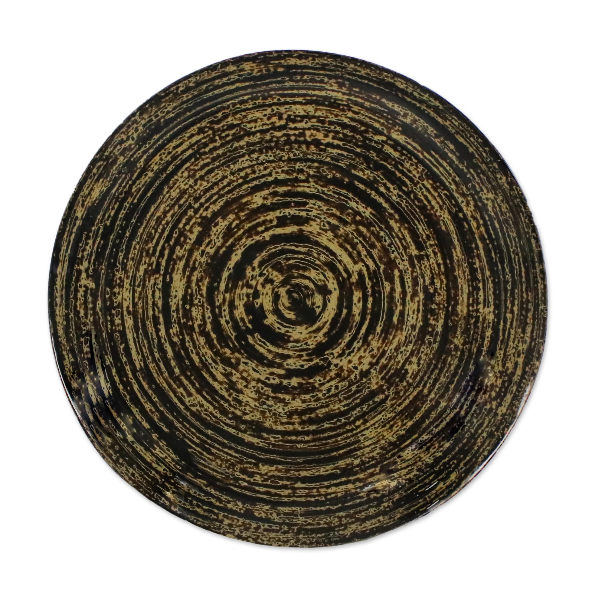 Lacquered Bamboo Decorative Plate in Brown from Thailand - Return to ...