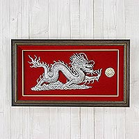 Aluminum relief panel, 'Lucky Dragon' (right-facing) - Aluminum Relief Panel of a Dragon (Right-Facing)