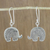Silver dangle earrings, 'Elephant Flower' - Karen Hill Tribe Silver Floral Elephant Dangle Earrings thumbail