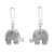 Silver dangle earrings, 'Elephant Flower' - Karen Hill Tribe Silver Floral Elephant Dangle Earrings (image 2a) thumbail