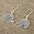 Silver dangle earrings, 'Elephant Flower' - Karen Hill Tribe Silver Floral Elephant Dangle Earrings (image 2b) thumbail