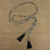 Lariat-Halskette aus Achatperlen - Lariat-Halskette mit Achatperlen in Schwarz aus Thailand