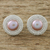 Rhodium plated cultured pearl button earrings, 'Ocean Rose' - Rose Cultured Pearl and Rhodium-Plated Brass Button Earrings (image 2) thumbail