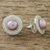 Rhodium plated cultured pearl button earrings, 'Ocean Rose' - Rose Cultured Pearl and Rhodium-Plated Brass Button Earrings (image 2b) thumbail