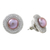 Rhodium plated cultured pearl button earrings, 'Ocean Rose' - Rose Cultured Pearl and Rhodium-Plated Brass Button Earrings (image 2c) thumbail