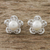 Rhodium plated cultured pearl button earrings, 'Starflower of the Sea' - Cultured Pearl Rhodium-Plated Brass Flower Button Earrings thumbail