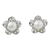 Rhodium plated cultured pearl button earrings, 'Starflower of the Sea' - Cultured Pearl Rhodium-Plated Brass Flower Button Earrings (image 2a) thumbail