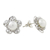 Rhodium plated cultured pearl button earrings, 'Starflower of the Sea' - Cultured Pearl Rhodium-Plated Brass Flower Button Earrings (image 2c) thumbail