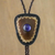 Lapiz lazuli and leather bolo tie, 'Hip Cowboy' - Western Style Leather Bolo Tie with Lapis Lazuli Accent (image 2) thumbail