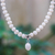 Cultured pearl beaded pendant necklace, 'White Halo' - Cultured Pearl and Sterling Silver Flower Pendant Necklace (image 2) thumbail