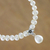 Cultured pearl beaded pendant necklace, 'White Halo' - Cultured Pearl and Sterling Silver Flower Pendant Necklace