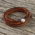 Carnelian beaded wrap bracelet, 'Spring Fire' - Carnelian and Leather Beaded Wrap Bracelet from Thailand (image 2b) thumbail