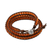 Carnelian beaded wrap bracelet, 'Spring Fire' - Carnelian and Leather Beaded Wrap Bracelet from Thailand (image 2c) thumbail