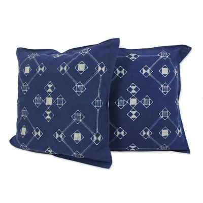 Batik Cotton Cushion Covers with Geometric Motifs (Pair)