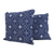 Cotton batik cushion covers, 'Indigo Thatch' (pair) - Batik Cotton Cushion Covers with Thatch Motifs (Pair)