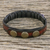 Amethyst and leather wristband bracelet, 'Rock Walk' - Amethyst and Leather Wrtistband Bracelet from Thailand (image 2c) thumbail