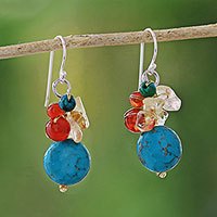 Multi-gemstone dangle earrings, Colorful Wonder