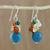 Multi-gemstone dangle earrings, 'Colorful Wonder' - Multi-Gemstone Beaded Dangle Earrings from Thailand (image 2b) thumbail