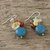 Multi-gemstone dangle earrings, 'Colorful Wonder' - Multi-Gemstone Beaded Dangle Earrings from Thailand (image 2c) thumbail