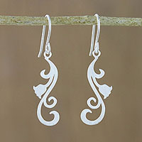 Sterling silver dangle earrings, 'Flower Cascade' - Floral Sterling Silver Dangle Earrings from Thailand