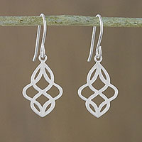 Sterling silver dangle earrings, 'Mystical Waves' - Sterling Silver Dangle Earrings with Openwork Designs