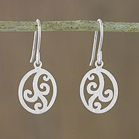 Sterling silver dangle earrings, 'Lovely Curls' - Swirl Motif Sterling Silver Dangle Earrings from Thailand