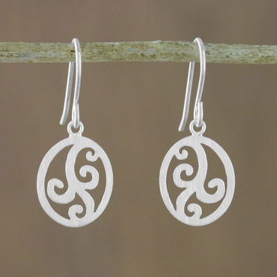 Sterling silver dangle earrings, 'Lovely Curls' - Swirl Motif Sterling Silver Dangle Earrings from Thailand