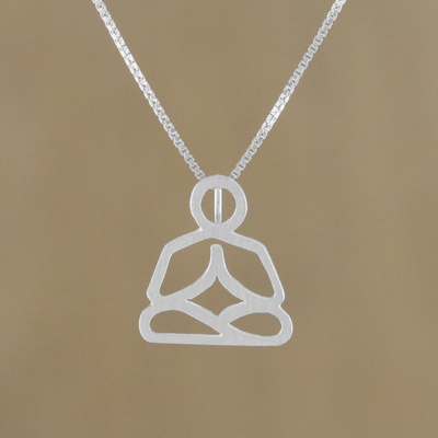 Collar colgante de plata esterlina - Collar con colgante de meditación de plata esterlina de Tailandia