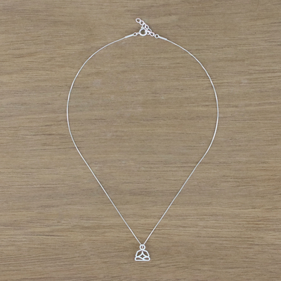Halskette mit Anhänger aus Sterlingsilber - Halskette mit Meditationsanhänger aus Sterlingsilber aus Thailand