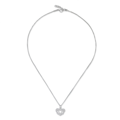 Sterling silver pendant necklace, 'Hidden Lion' - Artisan Crafted Sterling Silver Pendant Necklace
