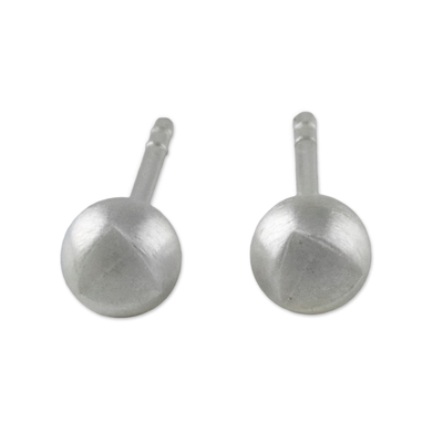 Sterling silver stud earrings, 'Seeds of Romance' - Geometric Circular Sterling Silver Stud Earrings