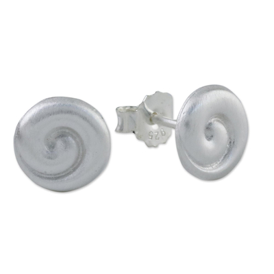 Sterling silver stud earrings, 'Cute Spin' - Sterling Silver Spiral Stud Earrings from Thailand