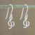 Sterling silver dangle earrings, 'G-Clef' - Sterling Silver G-Clef Dangle Earrings from Thailand (image 2) thumbail