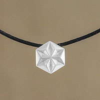 Sterling silver pendant necklace, 'Hexagonal Star' - Hexagonal Sterling Silver Pendant Necklace from Thailand