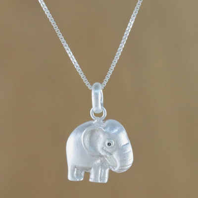 Sterling silver pendant necklace, 'Elephant Lover' - Sterling Silver Elephant Pendant Necklace from Thailand