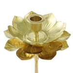 Brass candlesticks, 'Large Luminous Lotus' - Brass Lotus Flower Table Decor Candlesticks (Pair)