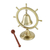 Brass bell, 'On Nautical Time' - Brass Nautical Ship Wheel Bell with Rain Tree Wood Stick (image 2c) thumbail